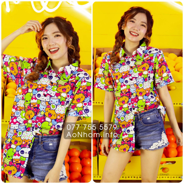 [Hàng Đặt May] Áo Sơ Mi Hoạt Hình - Kawaii - Áo Đôi Nhóm Lớp Team Building