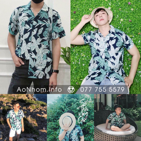 Áo Sơ Mi Đi Biển - Lá Cây Xám Nhiệt Đ�...