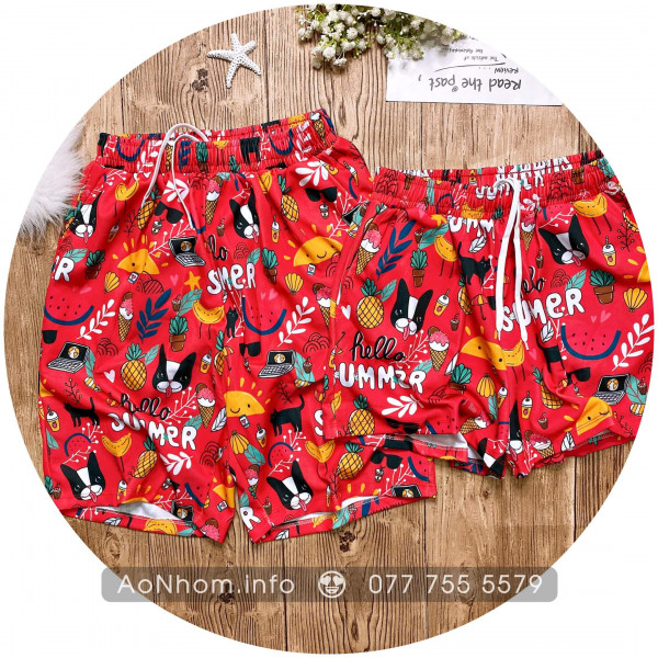 Quần Thun Hoạt Hình - Hello Summer Đỏ - Ch...