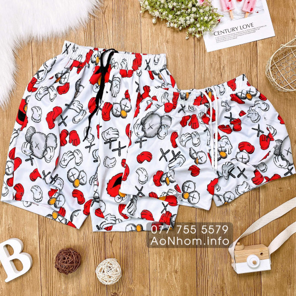 Quần Thun Hoạt Hình - Kaws Đỏ - Chất Thu...